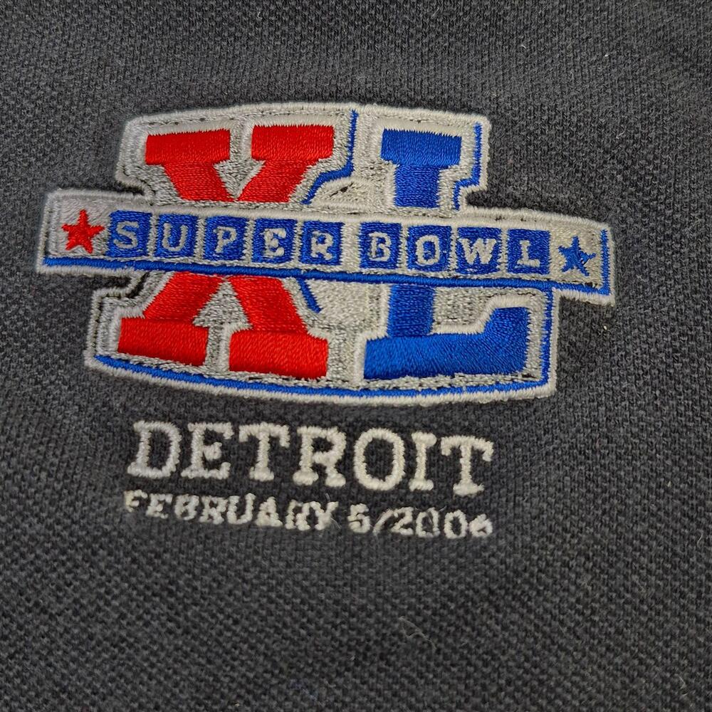Super Bowl XL Detroit Polo Shirt Mens Large Blue NFL Football Cutter & Buck 2006